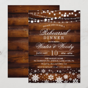 Invitation au dîner de répétition de mariage hiver