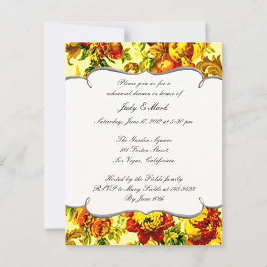 Invitation au dîner de répétition de mariage print (Devant)