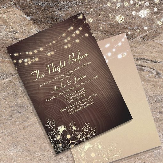 Invitation au dîner de répétition de mariage rusti