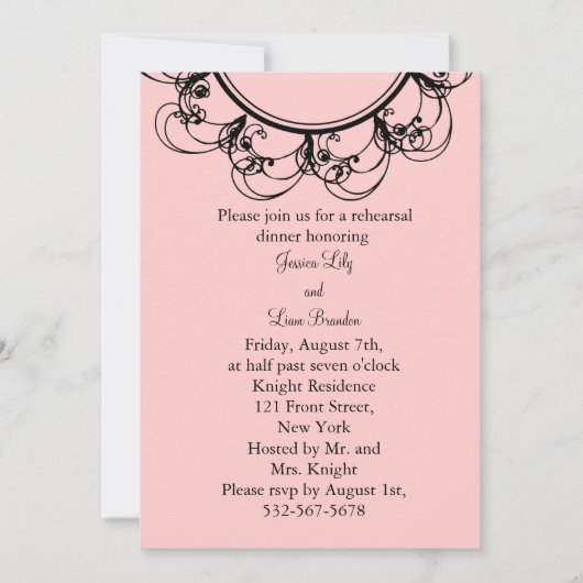 Invitation au dîner de répétition de monogramme (r (Devant)