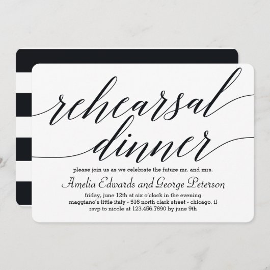 Invitation au dîner de répétition de script modern (Devant / Derrière)