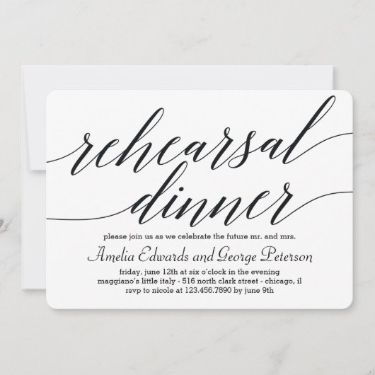 Invitation au dîner de répétition de script modern (Devant)