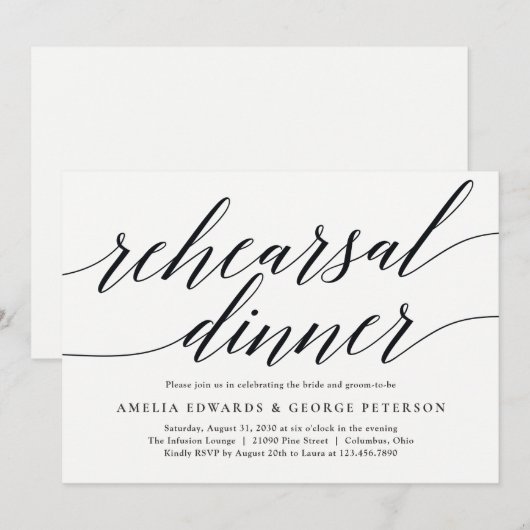 Invitation au dîner de répétition de script modern (Devant / Derrière)