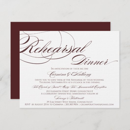 Invitation au dîner de répétition de script person (Devant / Derrière)