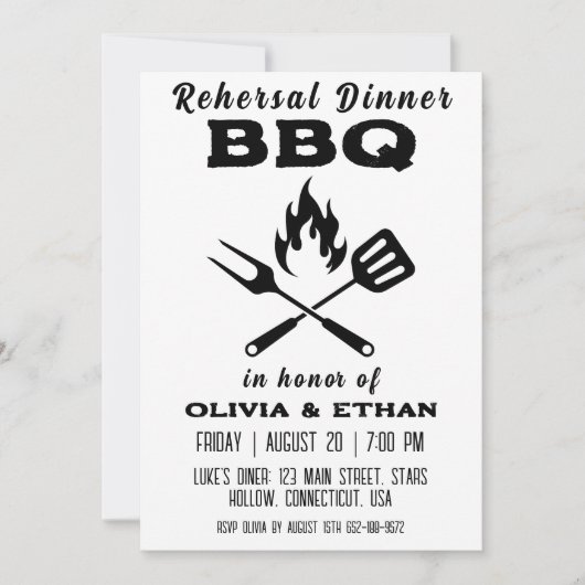 invitation au dîner de répétition du barbecue (Devant)