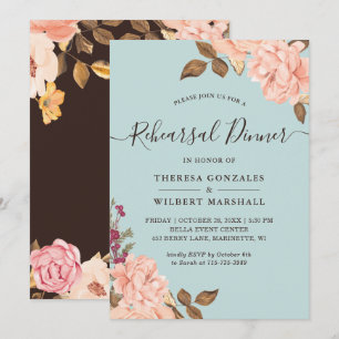 Invitation au dîner de répétition Dusty Aqua Blush