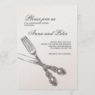 Invitation au dîner de répétition - Élégant argent
