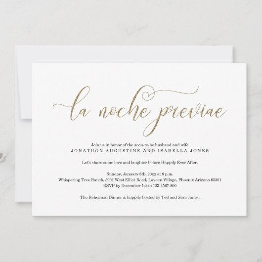 Invitation au dîner de répétition en Espagne (Devant)