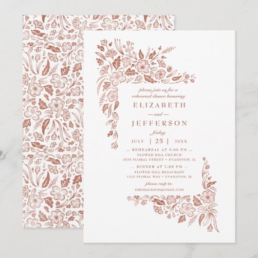 Invitation au dîner de répétition Florid Frame (Devant / Derrière)