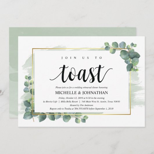 Invitation au dîner de répétition Mariage Eucalypt (Devant / Derrière)