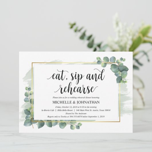 Invitation au dîner de répétition Mariage Eucalypt (Debout devant)