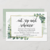 Invitation au dîner de répétition Mariage Eucalypt (Devant / Derrière)