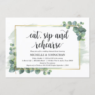 Invitation au dîner de répétition Mariage Eucalypt
