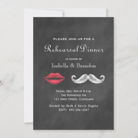 Invitation au dîner de répétition Mustache & Lips (Devant)