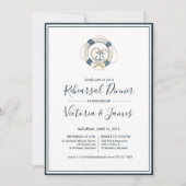 Invitation au dîner de répétition Navy & Blanc (Devant)