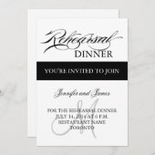 Invitation au dîner de répétition noir blanc (Devant / Derrière)