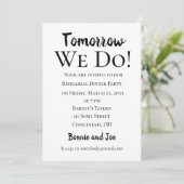 Invitation au dîner de répétition Tomorrow We Do! (Debout devant)