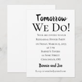 Invitation au dîner de répétition Tomorrow We Do! (Devant / Derrière)