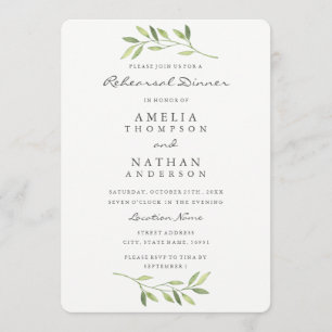 Invitation au dîner de répétition Watercolor Leaf