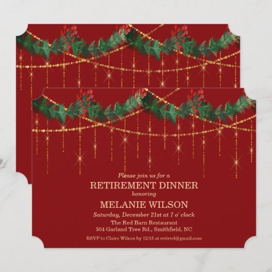 Invitation au dîner de retraite de vacances (Devant / Derrière)