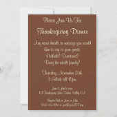 Invitation au dîner de Thanksgiving (Dos)