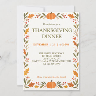 Invitation au dîner de Thanksgiving