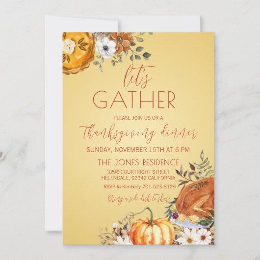 Invitation au dîner de Thanksgiving (Devant)