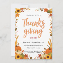 Invitation au dîner de Thanksgiving à la citrouill