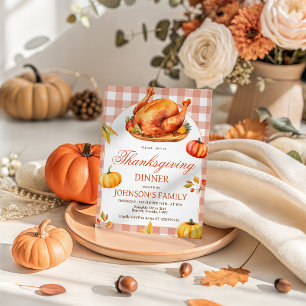 Invitation au dîner de Thanksgiving à la dinde rôt