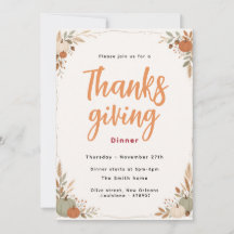 Invitation au dîner de Thanksgiving à l'automne ru