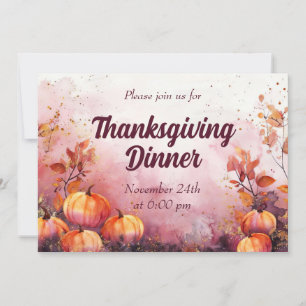 Invitation au dîner de Thanksgiving Aquarelle Citr