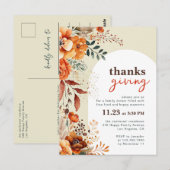 Invitation au dîner de Thanksgiving arches florale (Devant / Derrière)