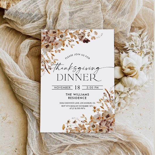 Invitation au dîner de Thanksgiving aux feuilles d