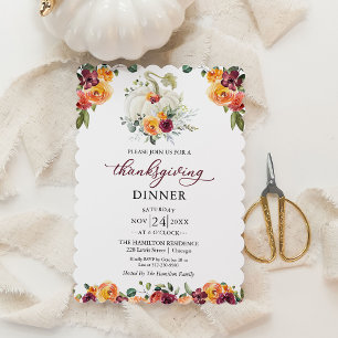 Invitation au dîner de Thanksgiving avec citrouill