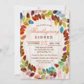 Invitation au dîner de Thanksgiving avec feuilles  (Devant)