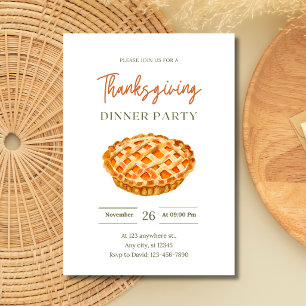 Invitation au dîner de Thanksgiving avec tarte au