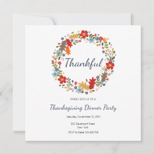Invitation au dîner de Thanksgiving Couronne de gr