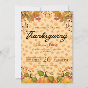 Invitation au dîner de Thanksgiving d'automne
