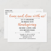 Invitation au dîner de Thanksgiving Écriture (Devant / Derrière)