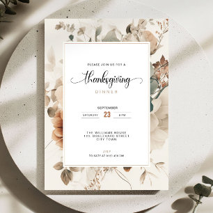 Invitation au dîner de Thanksgiving floral automna
