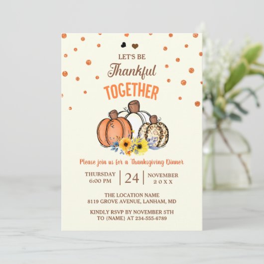 Invitation au dîner de Thanksgiving Fumpkin d'auto (Debout devant)