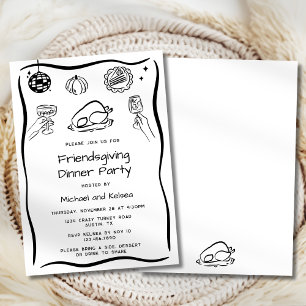 Invitation au dîner de Thanksgiving griffonnée à l