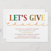 Invitation Au Dîner De Thanksgiving Moderne (Devant / Derrière)