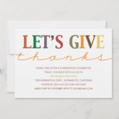 Invitation Au Dîner De Thanksgiving Moderne (Devant)