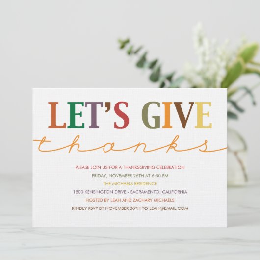 Invitation Au Dîner De Thanksgiving Moderne (Debout devant)