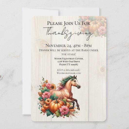 Invitation au dîner de Thanksgiving pour chevaux (Devant)