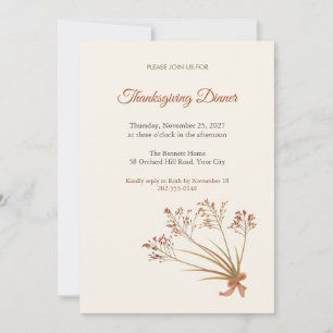 Invitation au dîner de Thanksgiving pour la récolt