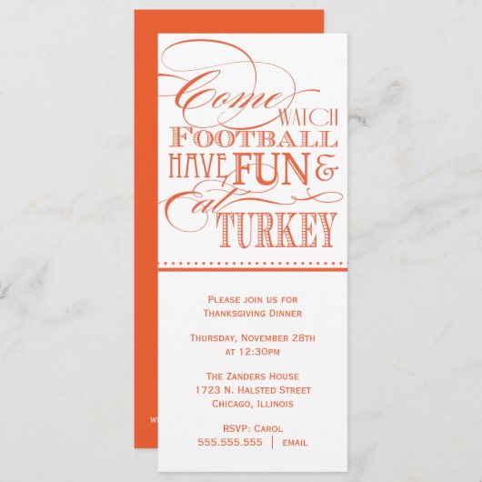 Invitation Au Dîner De Thanksgiving Script (Devant / Derrière)