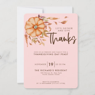 Invitation au dîner de Thanksgiving Thème rouge bo
