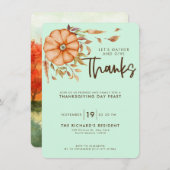 Invitation au dîner de Thanksgiving Thème vert Boh (Devant / Derrière)